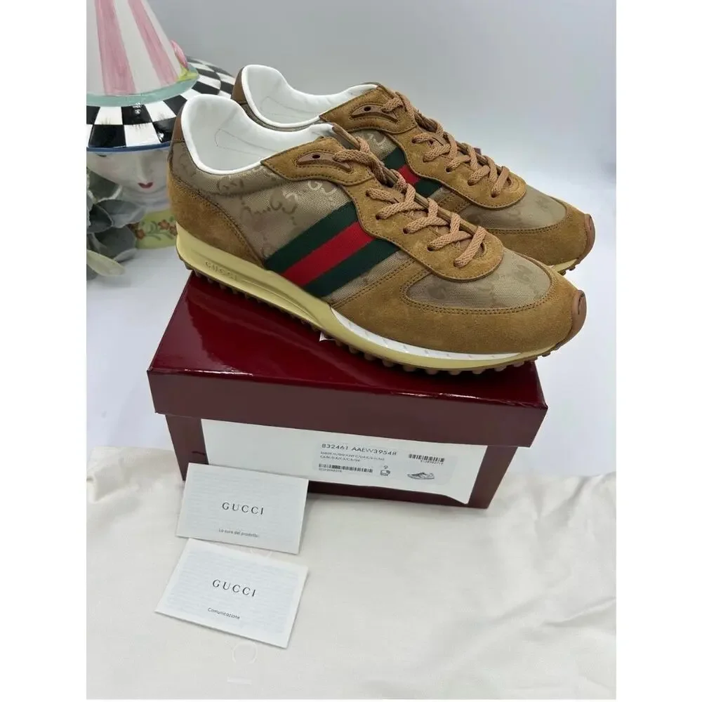 Men's Gucci re motion, canvas and suede sneakers size 9, made in Italy